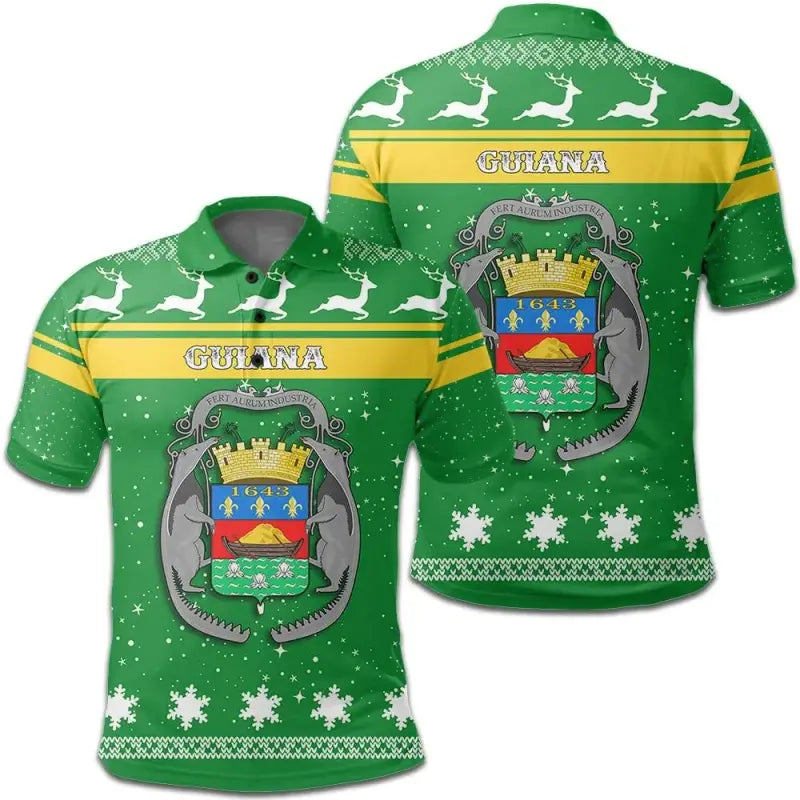Christmas Guiana Polo Shirt Coat Of Arms RLT8 - Wonder Print Shop