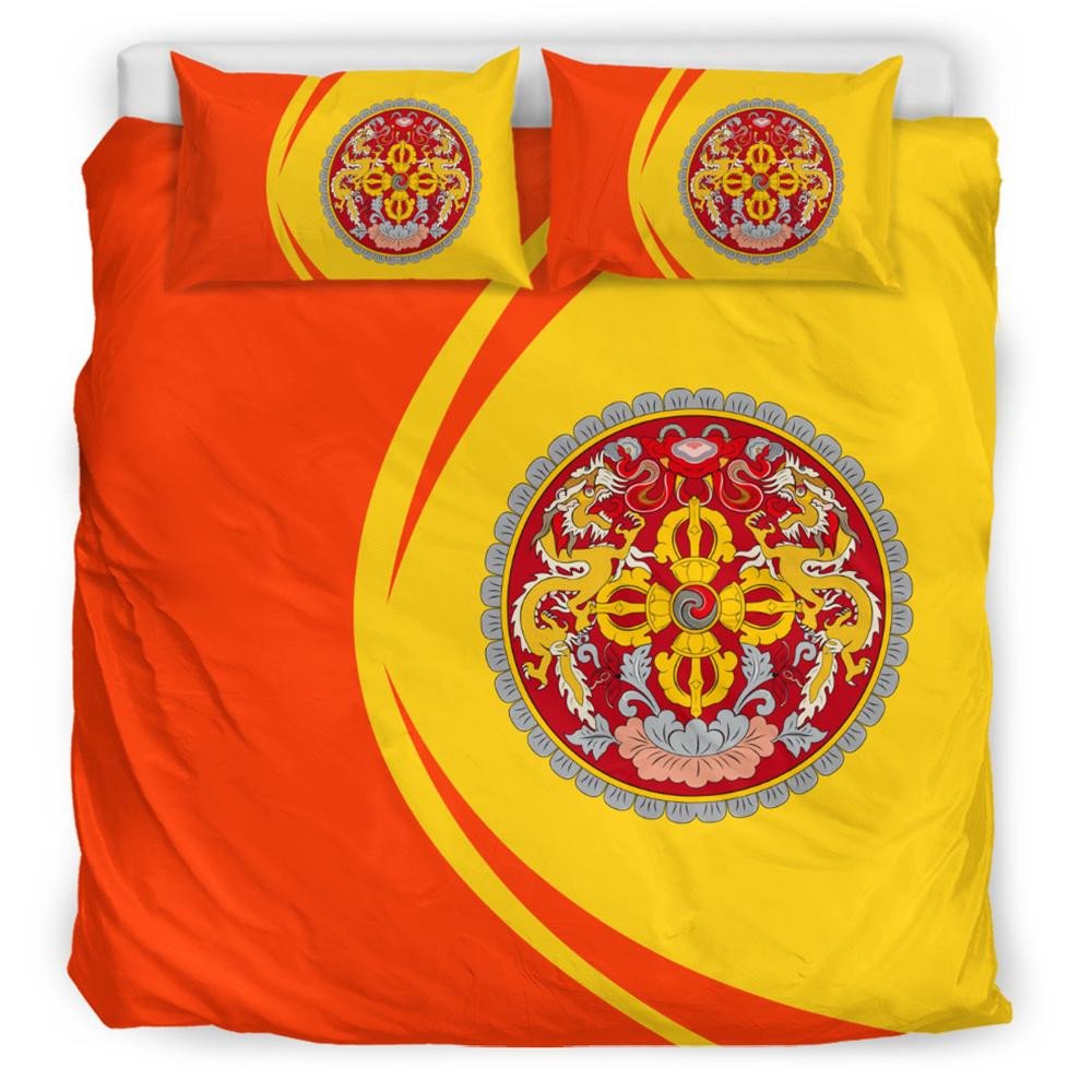 Bhutan Flag Coat Of Arms Bedding Set Circle RLT6 - Wonder Print Shop