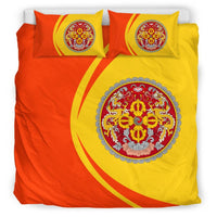 Bhutan Flag Coat Of Arms Bedding Set Circle RLT6 - Wonder Print Shop