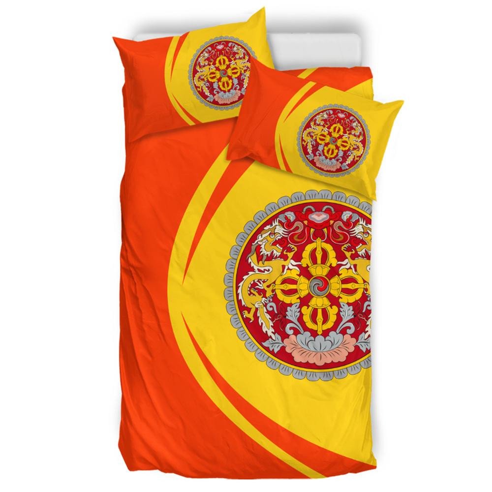 Bhutan Flag Coat Of Arms Bedding Set Circle RLT6 - Wonder Print Shop