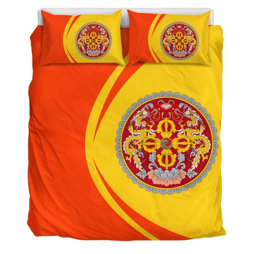 Bhutan Flag Coat Of Arms Bedding Set Circle RLT6 - Wonder Print Shop