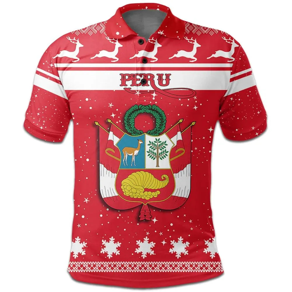 Christmas Peru Polo Shirt Coat Of Arms RLT7 - Wonder Print Shop