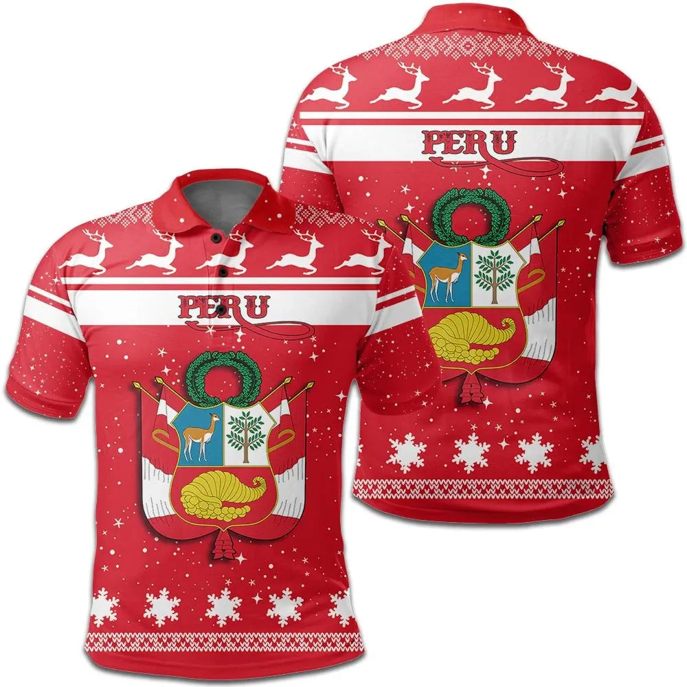 Christmas Peru Polo Shirt Coat Of Arms RLT7 - Wonder Print Shop