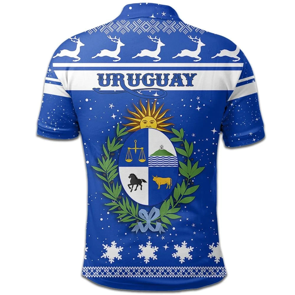 Christmas Uruguay Polo Shirt Coat Of Arms RLT6 - Wonder Print Shop