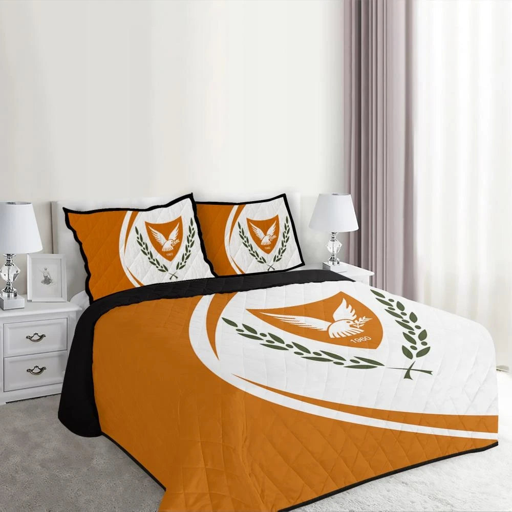 Cyprus Flag Coat Of Arms Quilt Bed Set Circle RLT13 - Wonder Print Shop