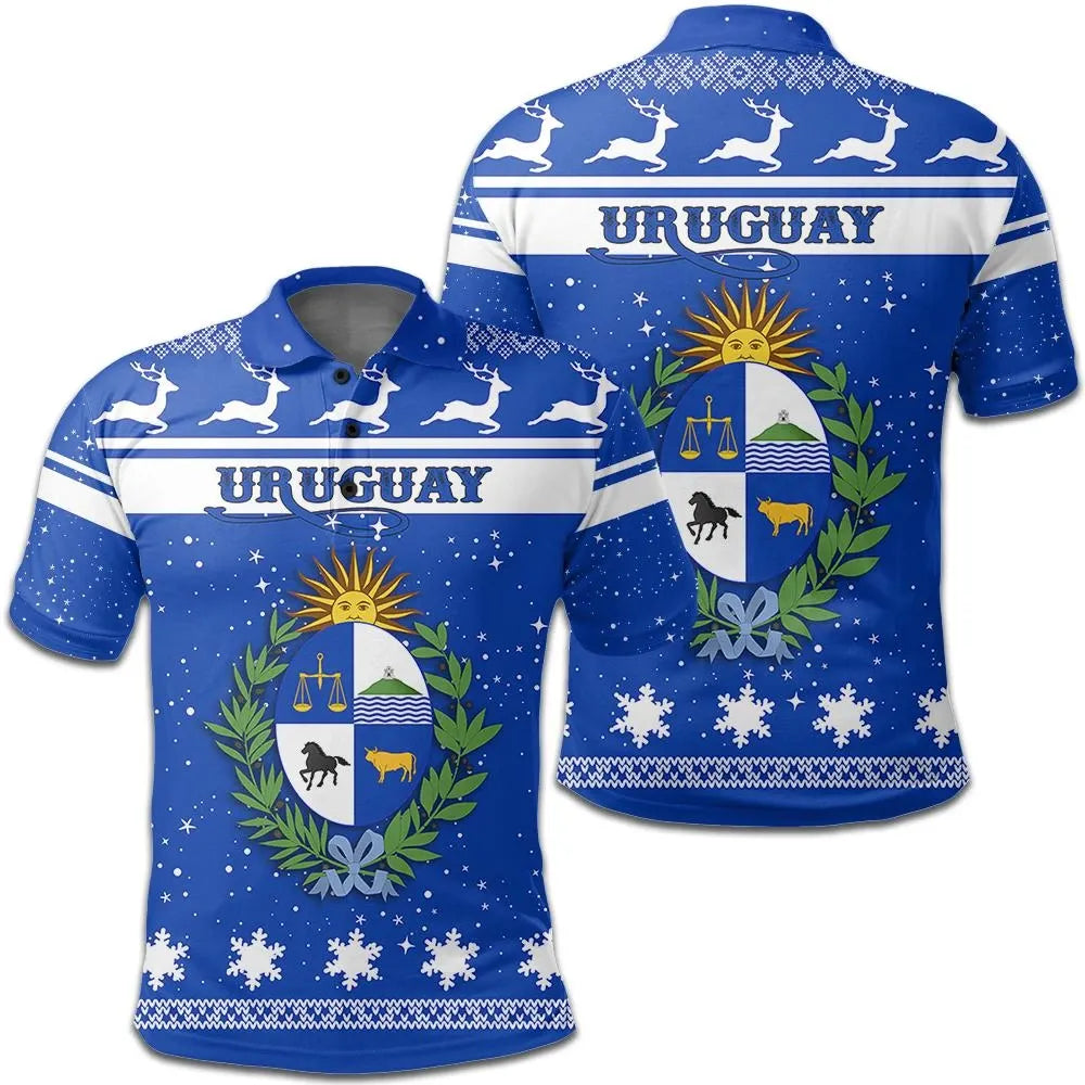 Christmas Uruguay Polo Shirt Coat Of Arms RLT6 - Wonder Print Shop