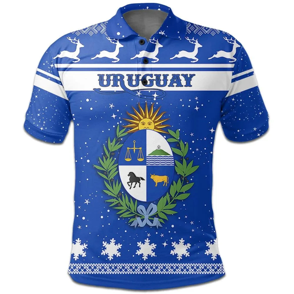 Christmas Uruguay Polo Shirt Coat Of Arms RLT6 - Wonder Print Shop