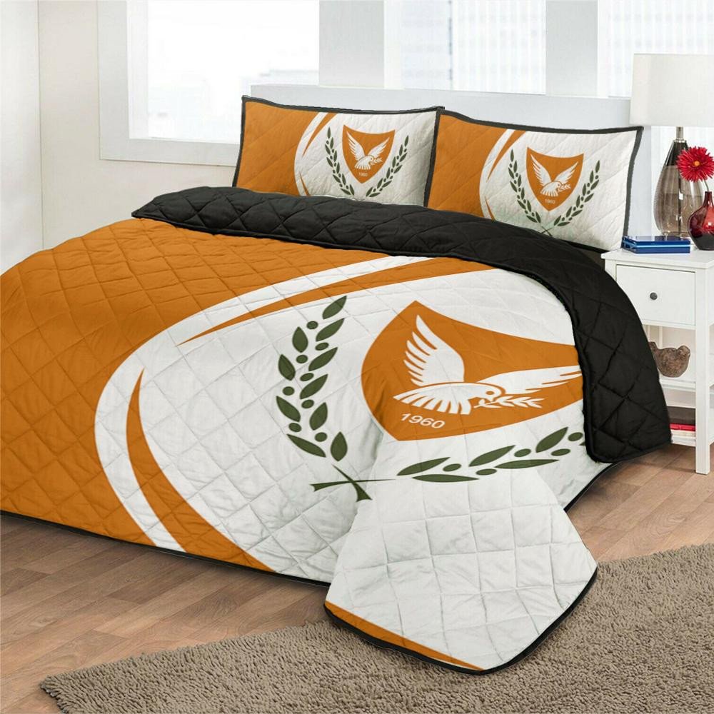 Cyprus Flag Coat Of Arms Quilt Bed Set Circle RLT13 - Wonder Print Shop