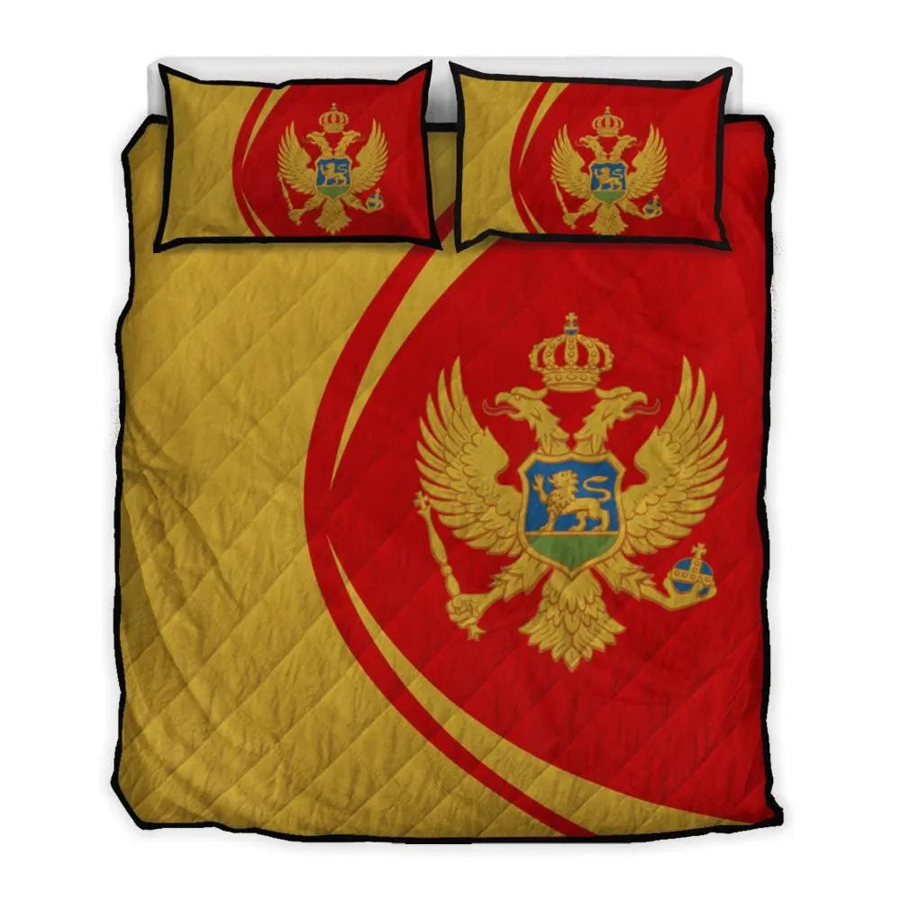 Montenegro Flag Coat Of Arms Quilt Bed Set Circle RLT13 - Wonder Print Shop