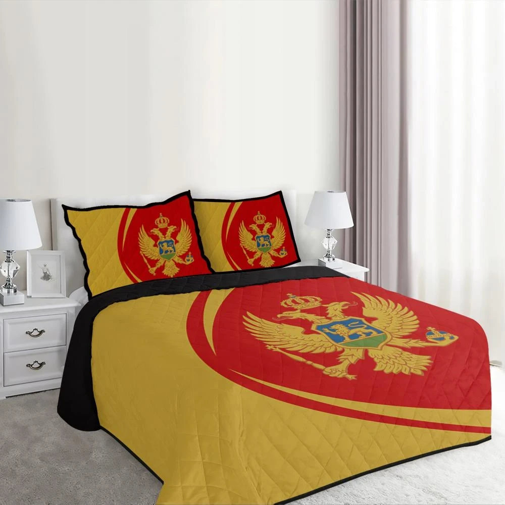 Montenegro Flag Coat Of Arms Quilt Bed Set Circle RLT13 - Wonder Print Shop