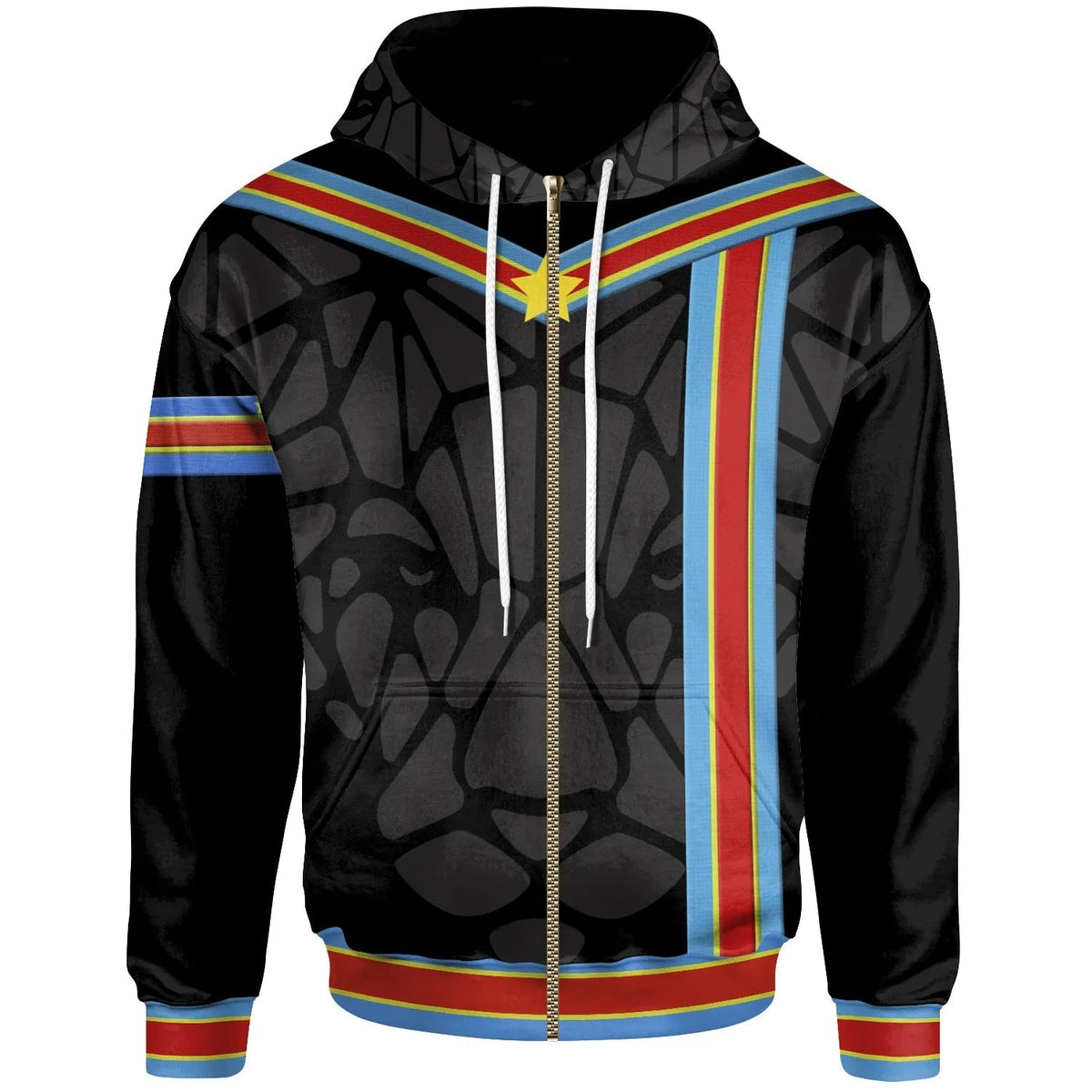 Democratic Republic of the Congo Flag Zip Up Hoodie Color RLT13 - Wonder Print Shop