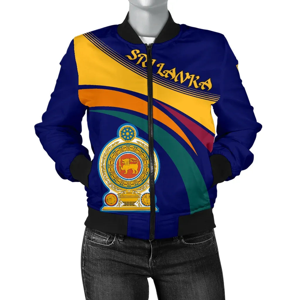 Wonder Print Shop Sri Lanka Lion Coat Of Arms Women's Bomber Jacket RLT7 - Wonder Print Shop