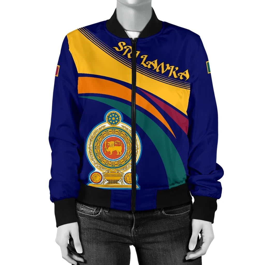 Wonder Print Shop Sri Lanka Lion Coat Of Arms Women's Bomber Jacket RLT7 - Wonder Print Shop