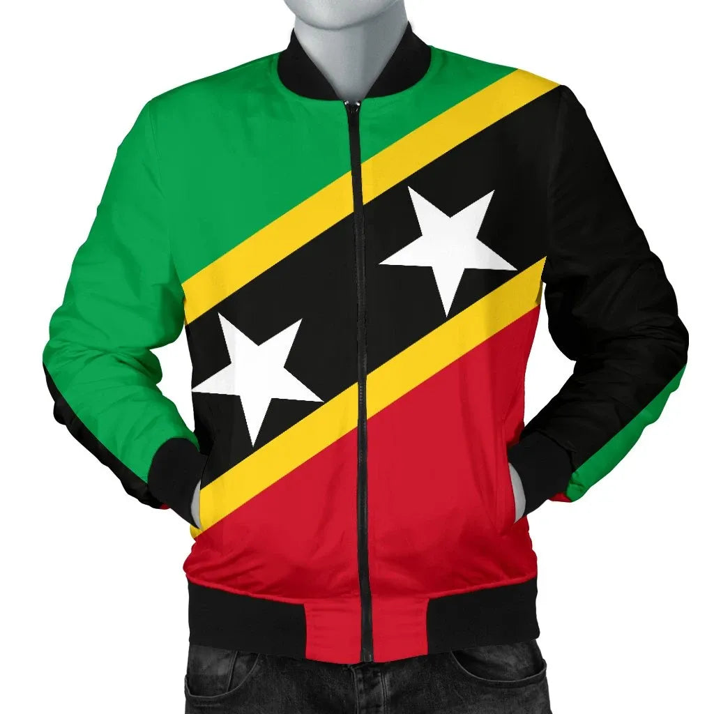 Saint Kitts and Nevis Men's Bomber Jacket Saint Kitts and Nevis Flag Style RLT6 - Wonder Print Shop
