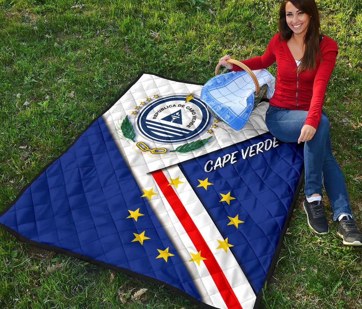 Cape Verde Premium Quilt - Flag With Coat Of Arm RLT7 - Wonder Print Shop