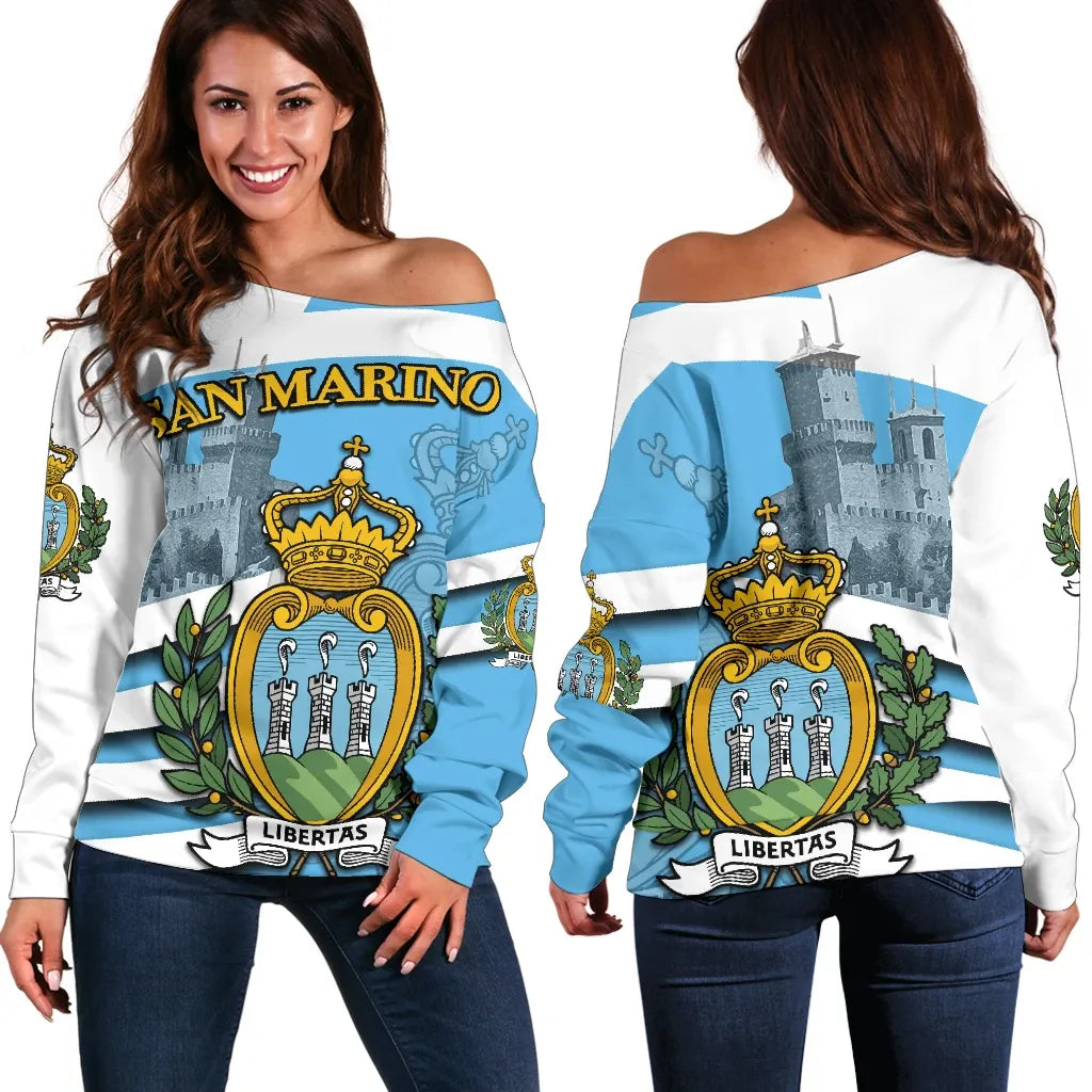 San Marino Women's Off Shoulder Sweater Mount Titano RLT6 - Wonder Print Shop