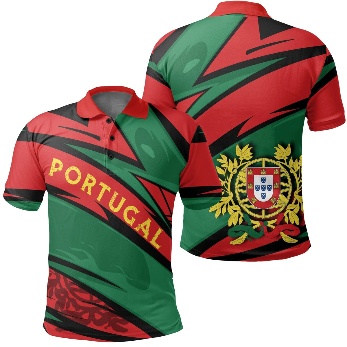 Portugal Polo Shirt Coat Of Arms Lode Style RLT7 - Wonder Print Shop