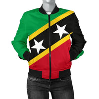 Saint Kitts and Nevis Women's Bomber Jacket Saint Kitts and Nevis Flag Style RLT6 - Wonder Print Shop