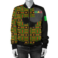 Mali Bomber Jacket, Mali Map Kente Flag Women RLT12 - Wonder Print Shop