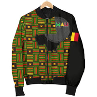 Mali Bomber Jacket, Mali Map Kente Flag Women RLT12 - Wonder Print Shop