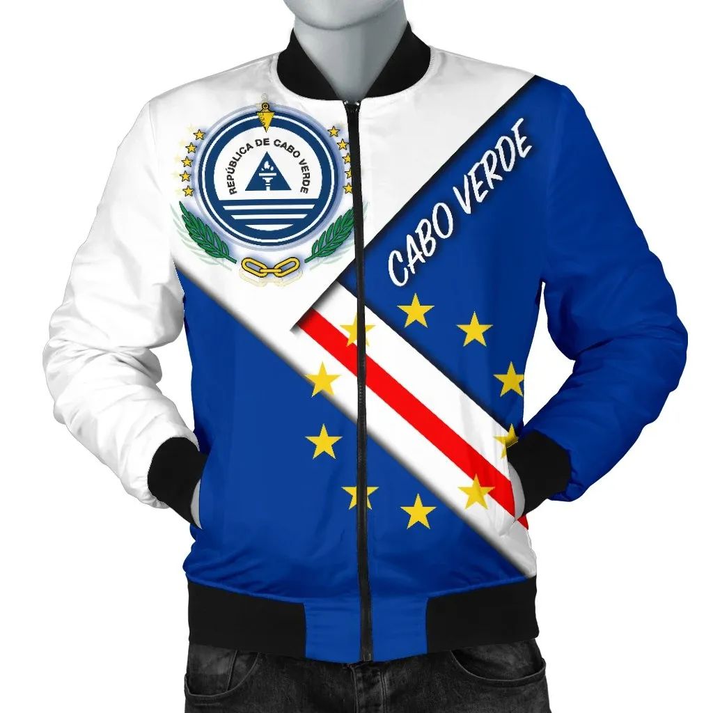 Cabo Verde Men's Bomber Jacket - Cabo Verde Flag And Coat Of Arms RLT7 - Wonder Print Shop
