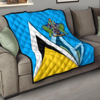 Saint Lucia Premium Quilt Flag With Coat Of Arms RLT6 - Wonder Print Shop
