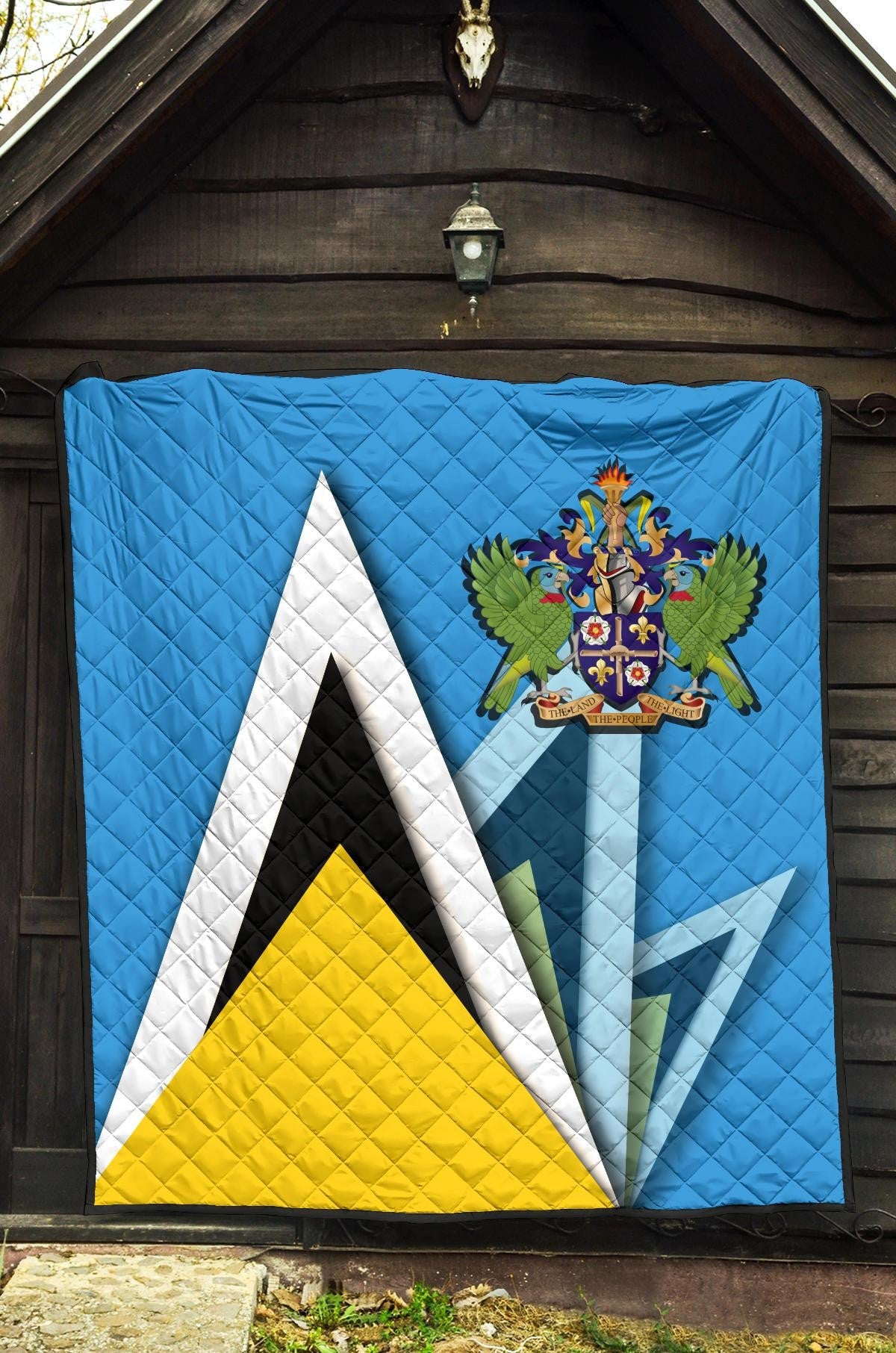 Saint Lucia Premium Quilt Flag With Coat Of Arms RLT6 - Wonder Print Shop