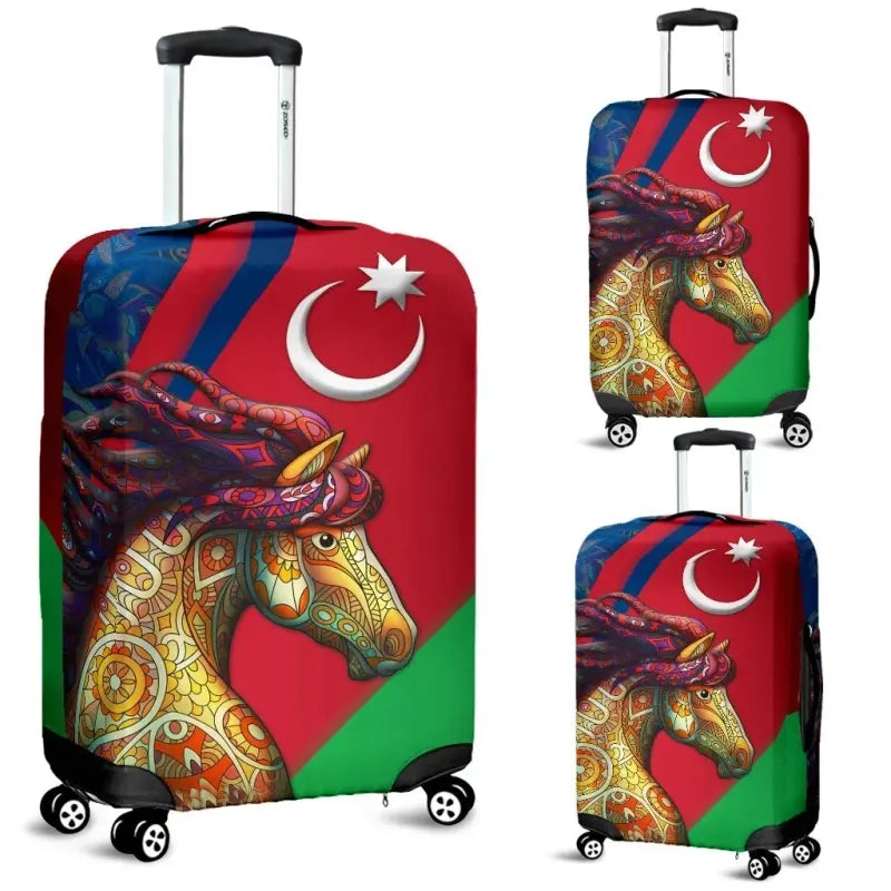 Azerbaijan Pride and Heritage Luggage Covers - Happy Independence Day RLT8 - Wonder Print Shop