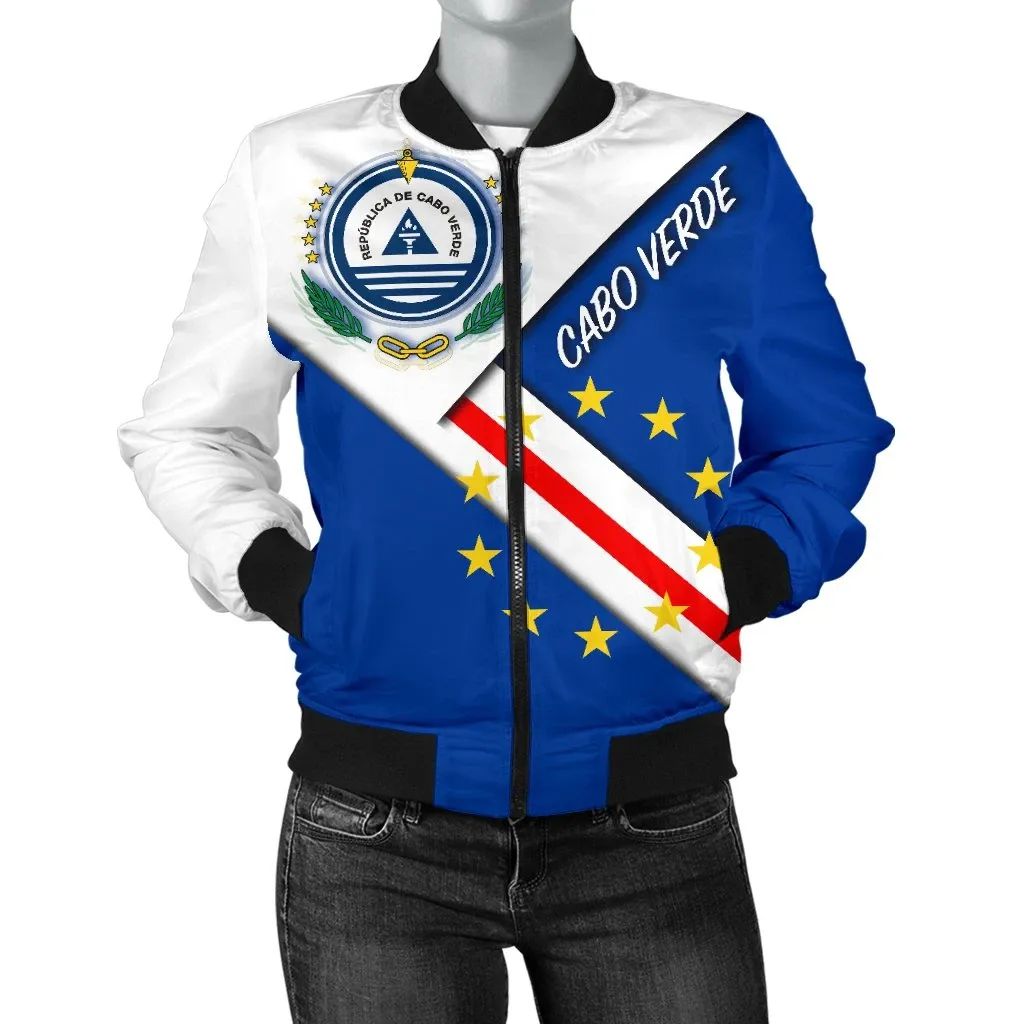 Cabo Verde Women's Bomber Jacket - Cabo Verde Flag And Coat Of Arms RLT7 - Wonder Print Shop