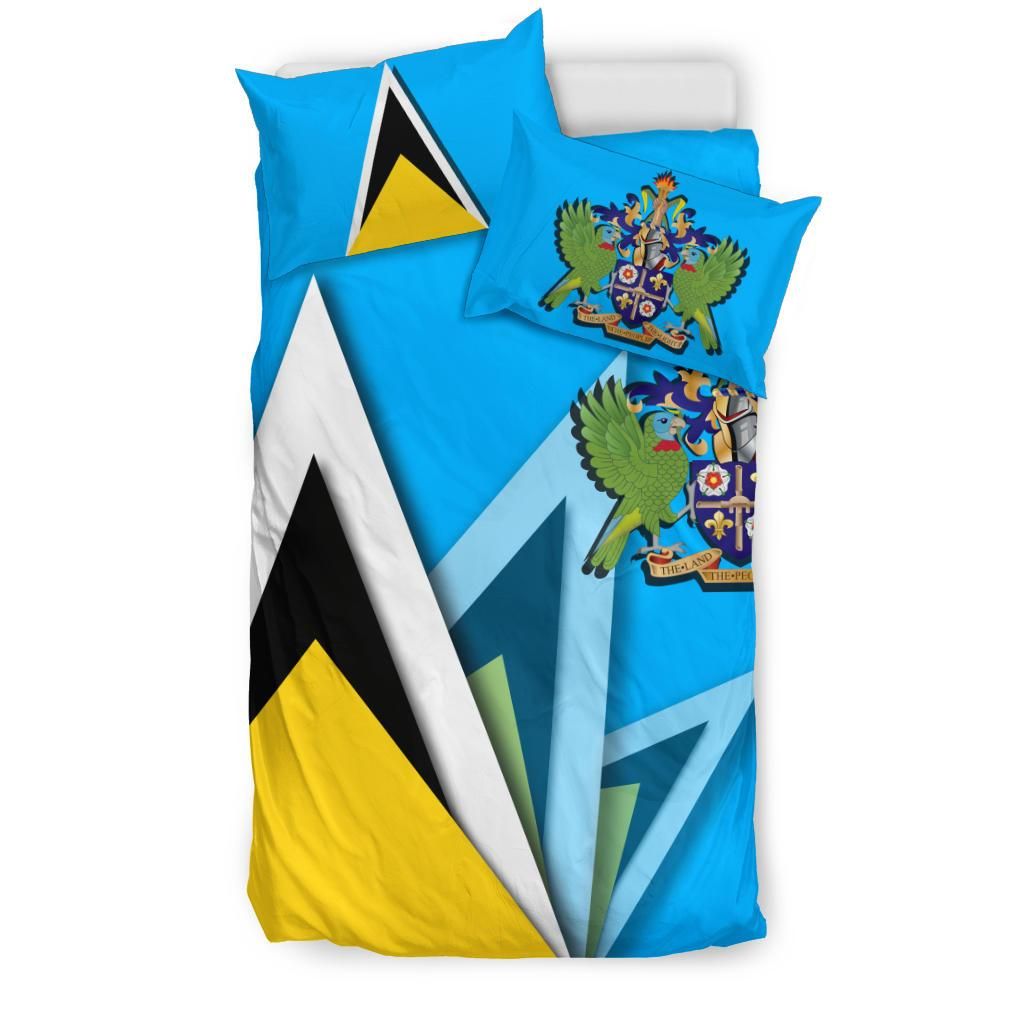 Saint Lucia Bedding Set Flag With Coat Of Arms RLT6 - Wonder Print Shop