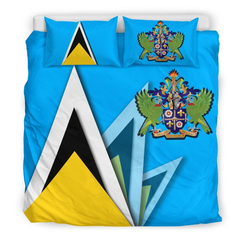 Saint Lucia Bedding Set Flag With Coat Of Arms RLT6 - Wonder Print Shop