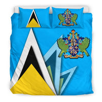 Saint Lucia Bedding Set Flag With Coat Of Arms RLT6 - Wonder Print Shop
