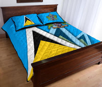 Saint Lucia Quilt Bed Set Flag With Coat Of Arms RLT6 - Wonder Print Shop