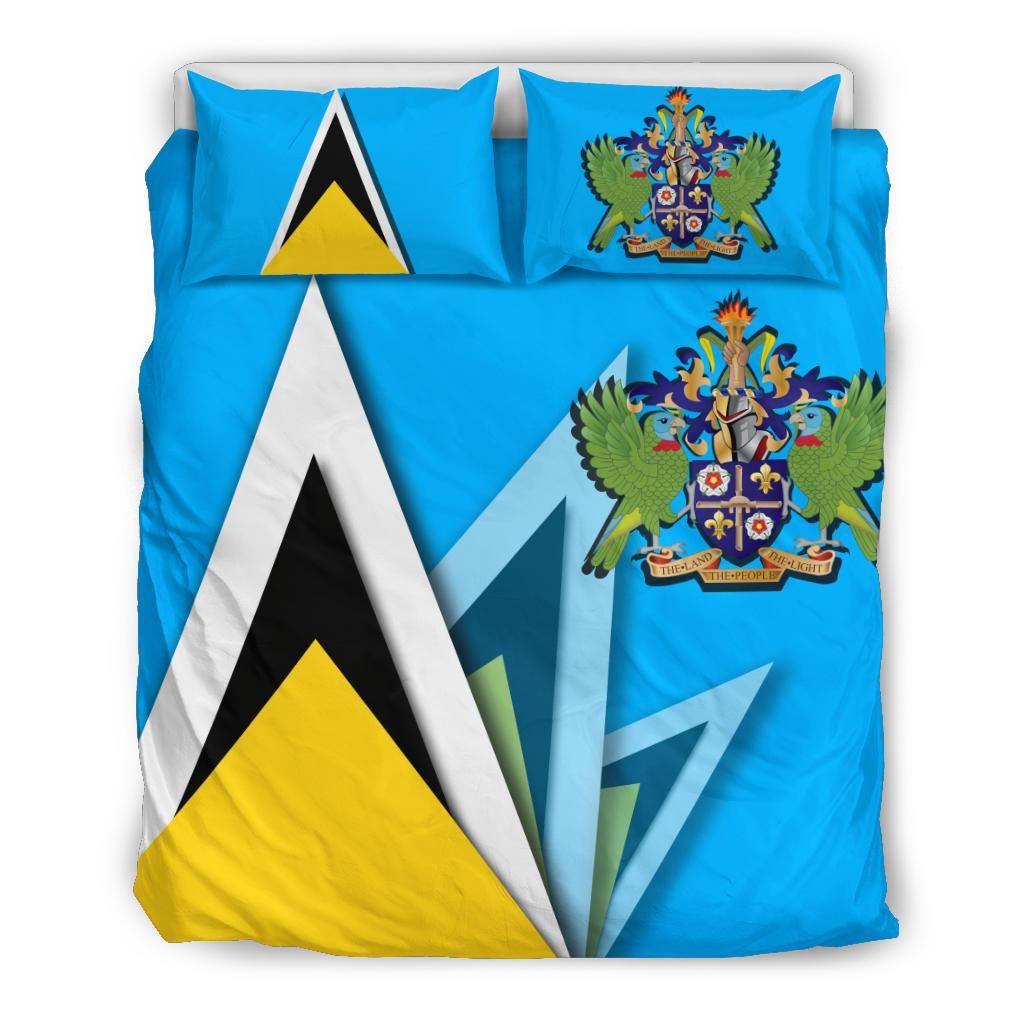 Saint Lucia Bedding Set Flag With Coat Of Arms RLT6 - Wonder Print Shop