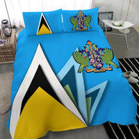Saint Lucia Bedding Set Flag With Coat Of Arms RLT6 - Wonder Print Shop