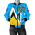 Saint Lucia Women's Bomber Jacket Flag With Coat Of Arms RLT6 - Wonder Print Shop