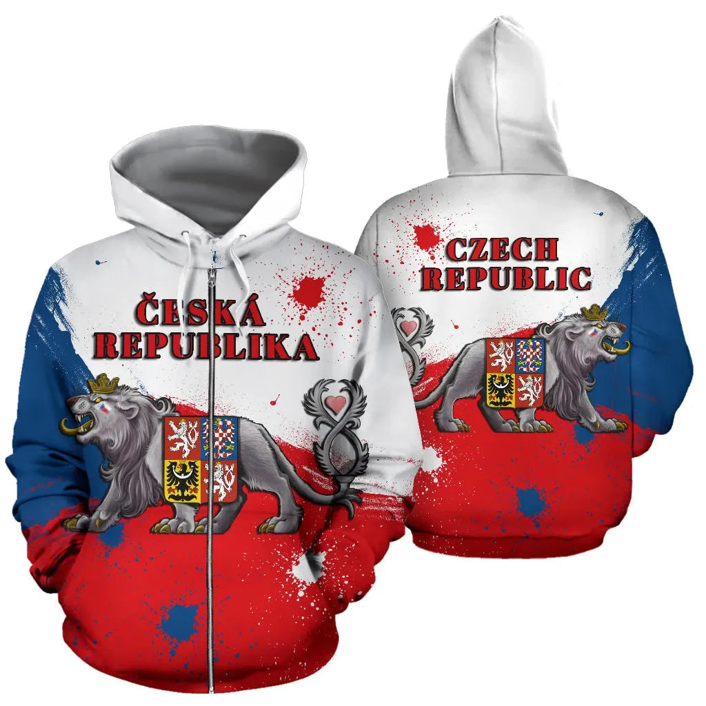 Coat ofrms Czech Republic Lion Zip Hoodie RLT13 - Wonder Print Shop