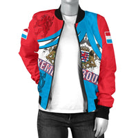 Luxembourg Women's Bomber Jacket Letzebuerg Coat of Arms RLT6 - Wonder Print Shop