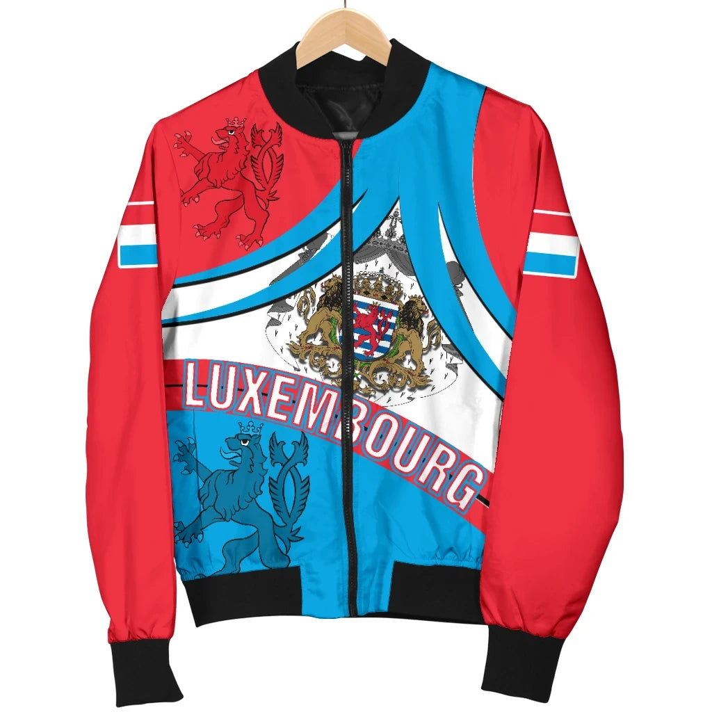 Luxembourg Women's Bomber Jacket Letzebuerg Coat of Arms RLT6 - Wonder Print Shop