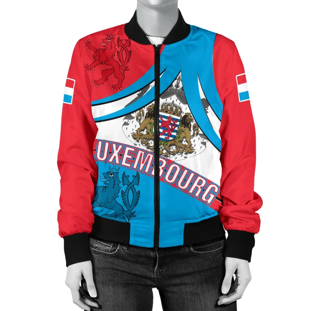 Luxembourg Women's Bomber Jacket Letzebuerg Coat of Arms RLT6 - Wonder Print Shop