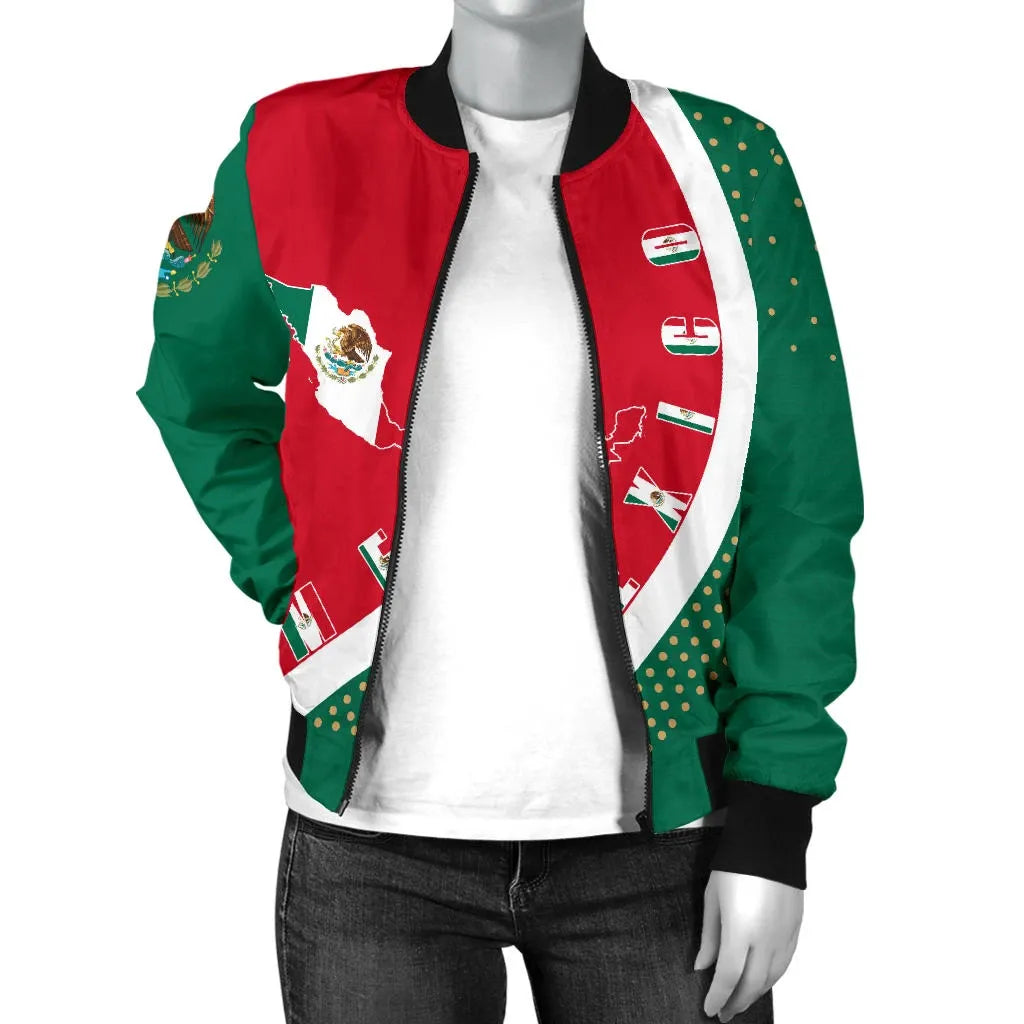 Mexico Women's Bomber Jacket Map Generation Ii RLT13 - Wonder Print Shop