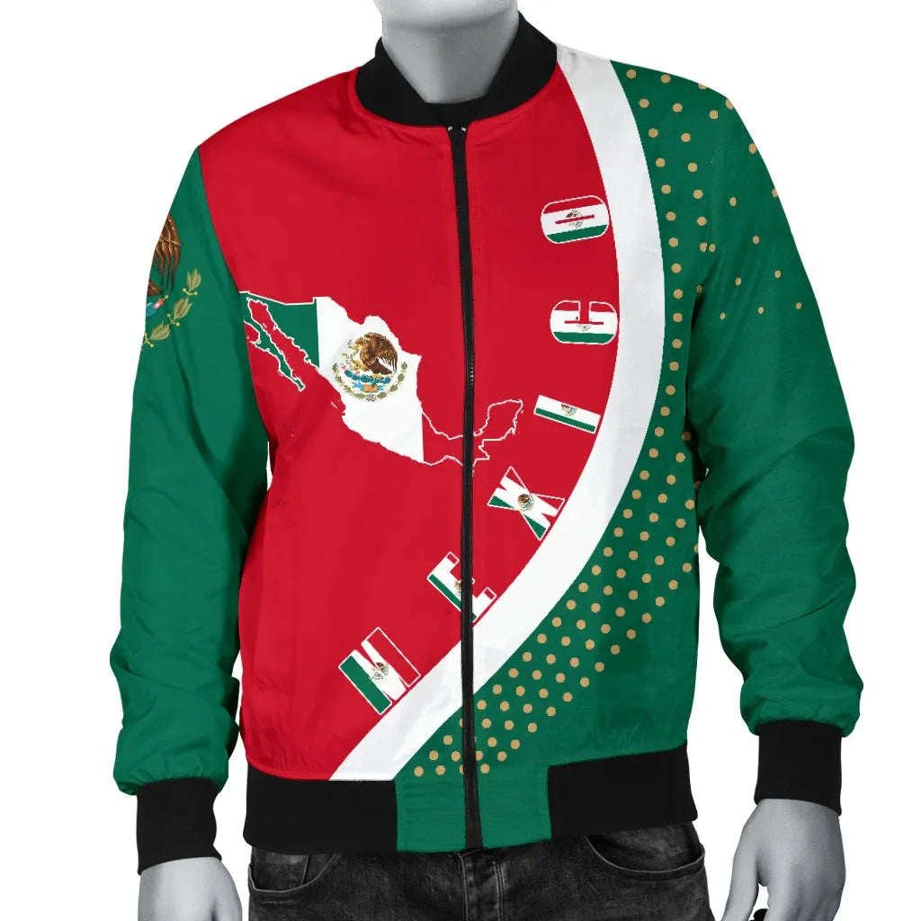 Mexico Men's Bomber Jacket Map Generation Ii RLT13 - Wonder Print Shop