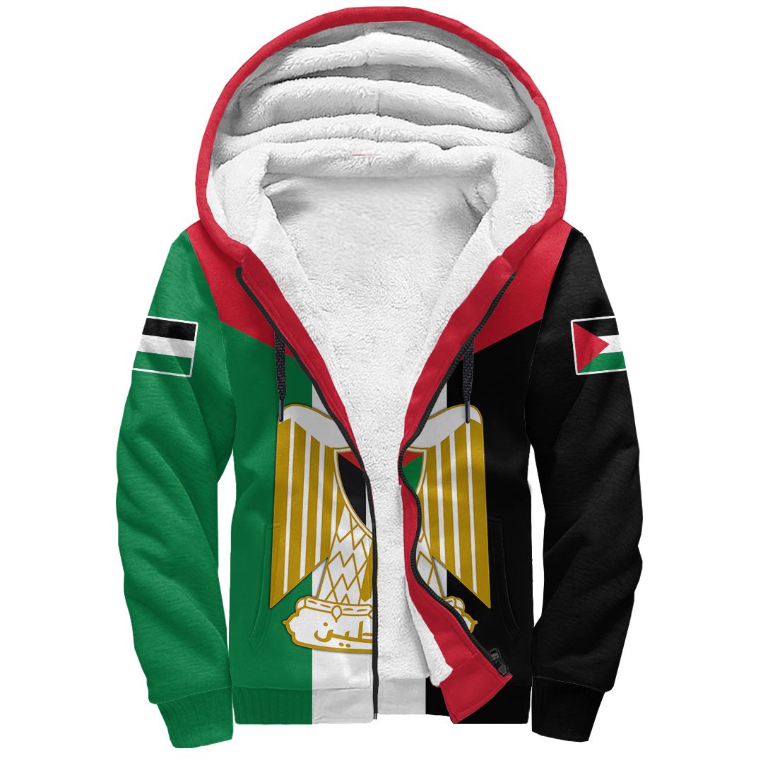 Wonder Print Shop Palestine Sherpa Hoodie, Coat Of Arms Palestine RLT13 - Wonder Print Shop
