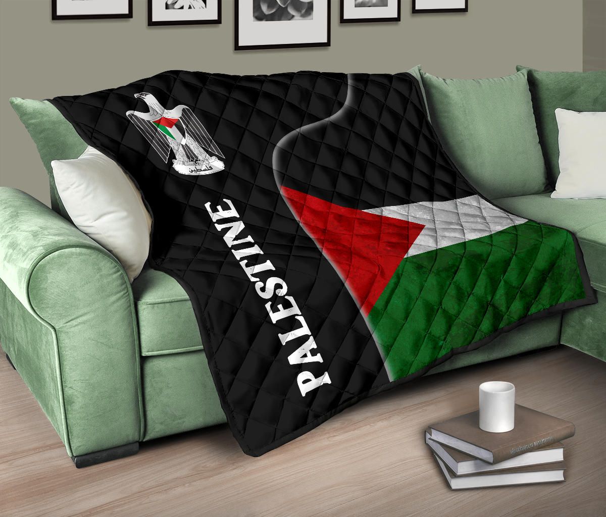 Palestine Flag Premium Quilt Coat Of Arms RLT13 - Wonder Print Shop