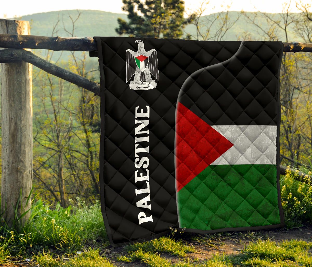 Palestine Flag Premium Quilt Coat Of Arms RLT13 - Wonder Print Shop