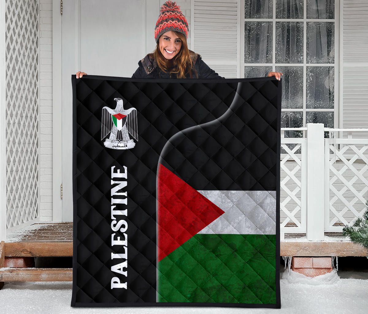 Palestine Flag Premium Quilt Coat Of Arms RLT13 - Wonder Print Shop