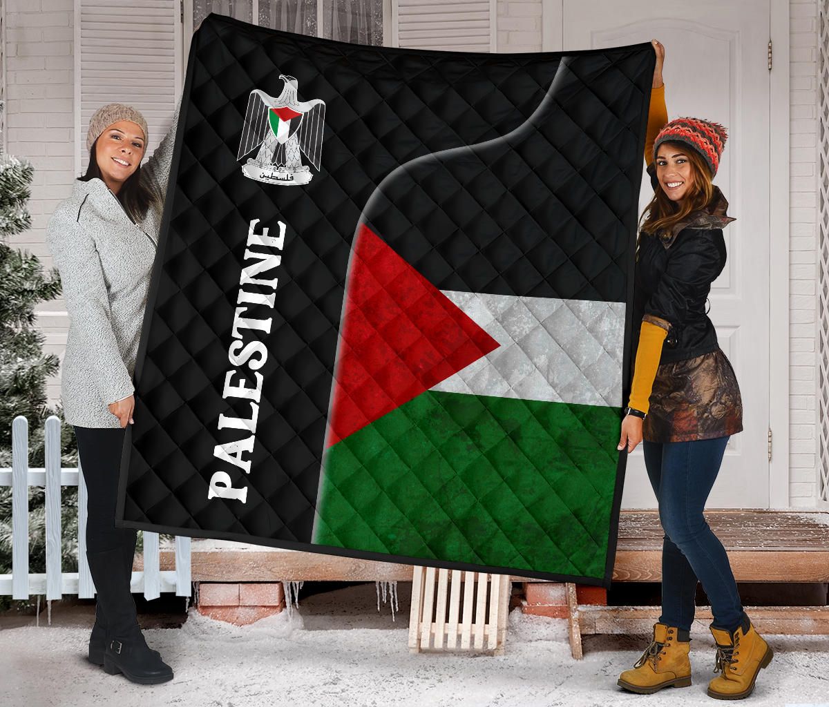 Palestine Flag Premium Quilt Coat Of Arms RLT13 - Wonder Print Shop