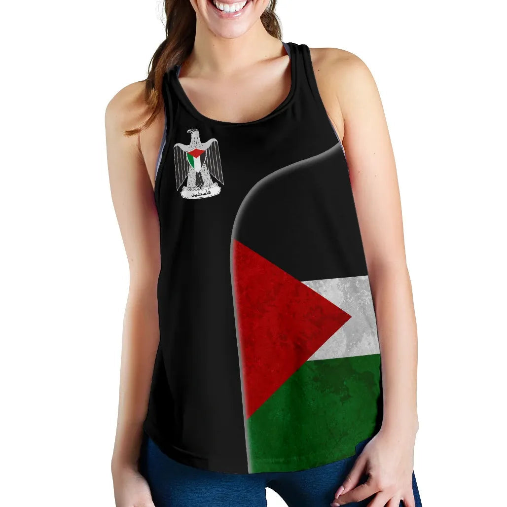 Palestine Flag Women's Racerback Tank Coat Of Arms RLT13 - Wonder Print Shop
