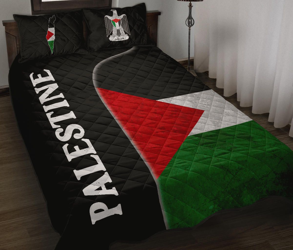 Palestine Flag Quilt Bed Set Coat Of Arms RLT13 - Wonder Print Shop