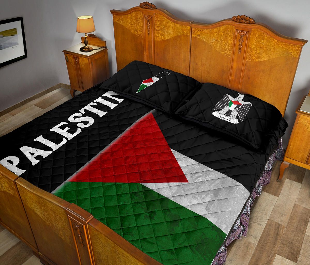 Palestine Flag Quilt Bed Set Coat Of Arms RLT13 - Wonder Print Shop